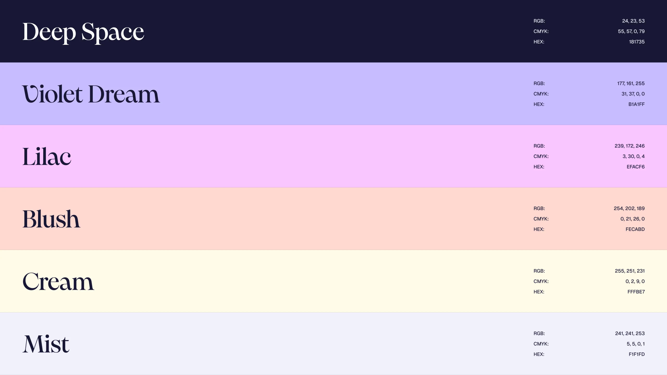 NextDimension color palette