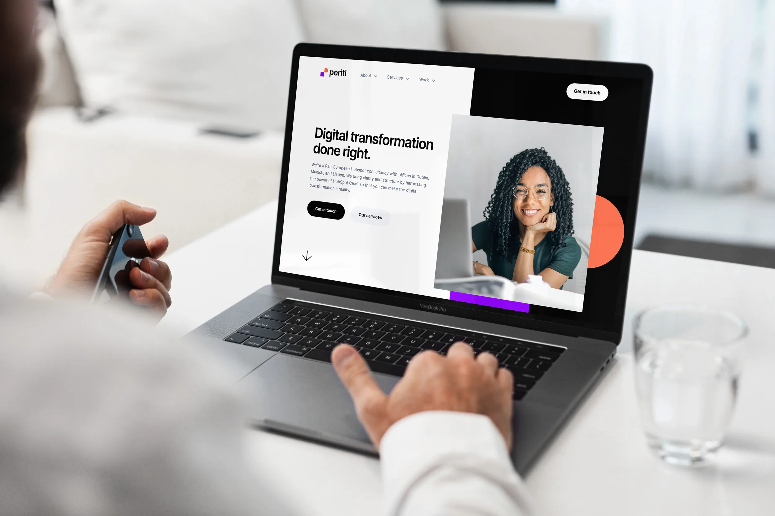 Periti website live on a laptop