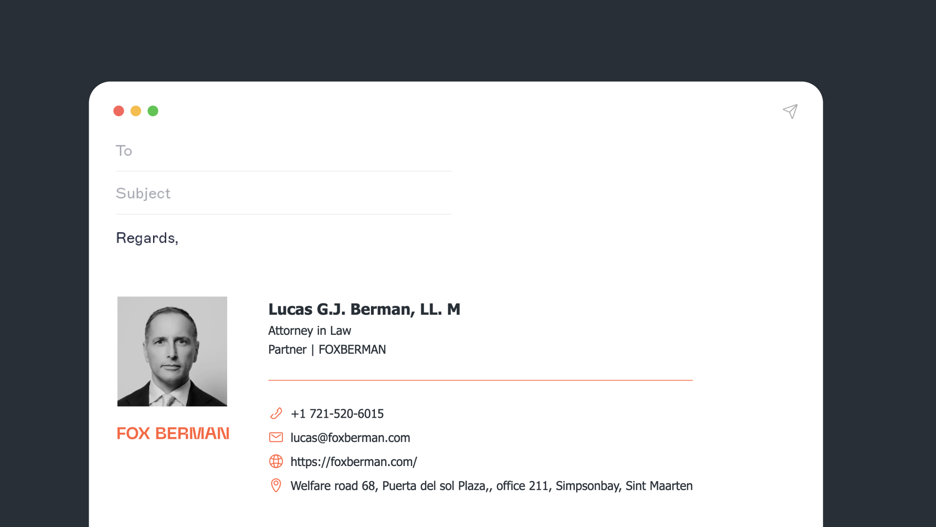 Fox Berman email signature