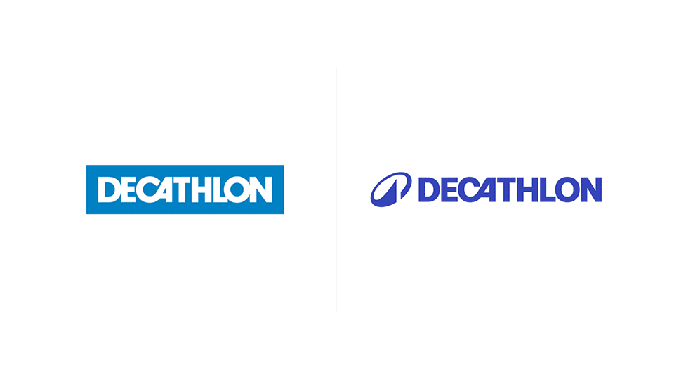 Decathlon logo before and after.
