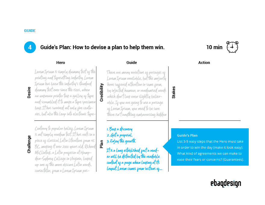 Brand Story Workshop—Step 4: The Guide's Plan.