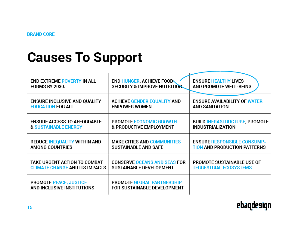 List of causes a brand can support, based on the UN Sustainable Development Goals