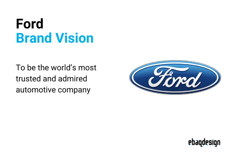 Ford's brand vision statement is to be the world’s most trusted and admired automotive company.
