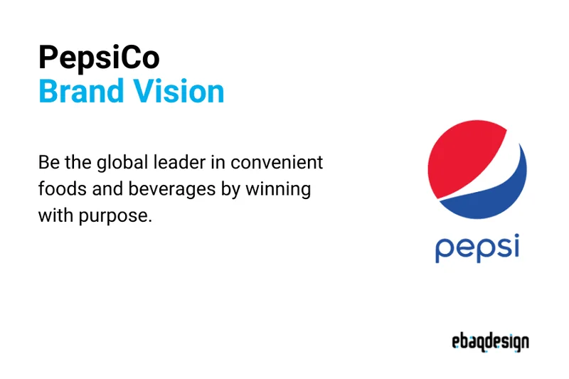 PepsiCo's brand vision statement is to be the global leader in convenient foods and beverages by winning with purpose.