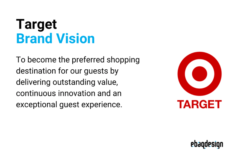 Target's brand vision statement is to become the preferred shopping destination for our guests by delivering outstanding value, continuous innovation and an exceptional guest experience.
