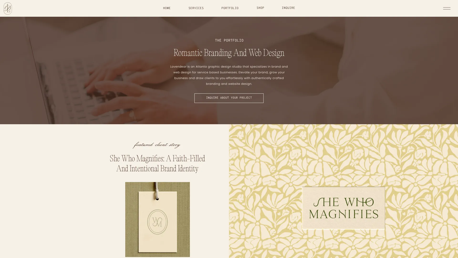 Lovendear Design portfolio page