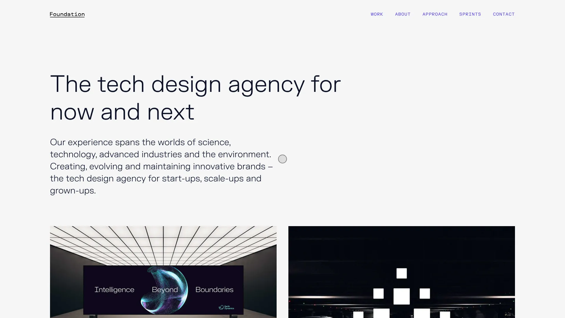 Foundation homepage with selected work