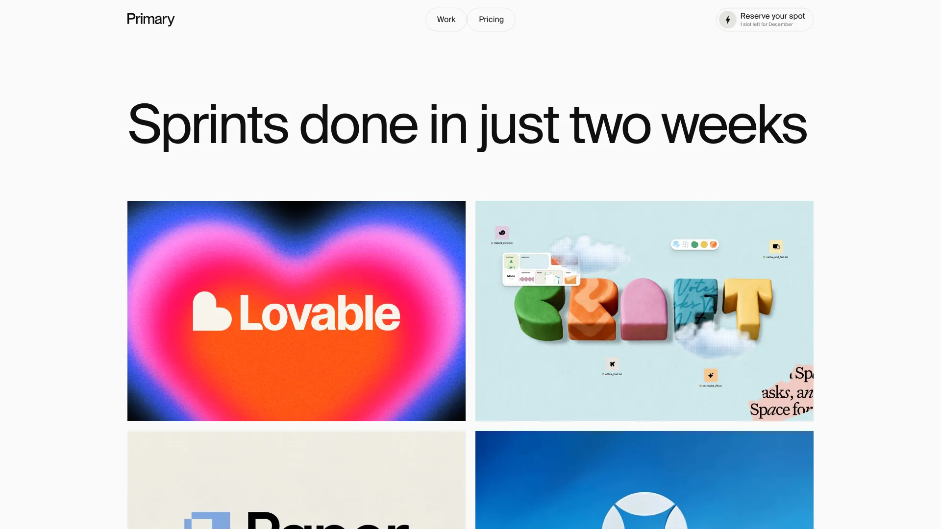 Primary work page