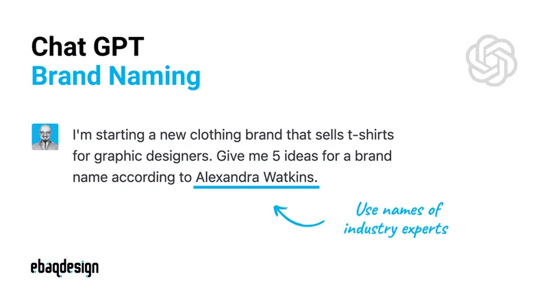 Using ChatGPT for Brand Naming—prompt example.