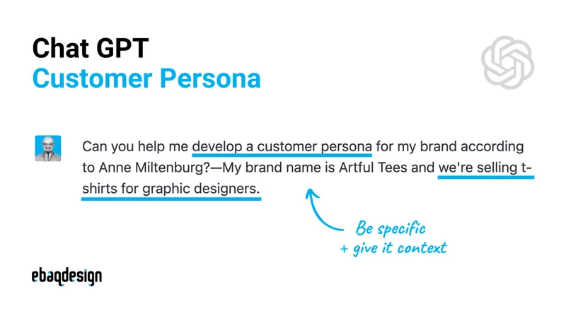 Using ChatGPT for Customer Persona—prompt example.