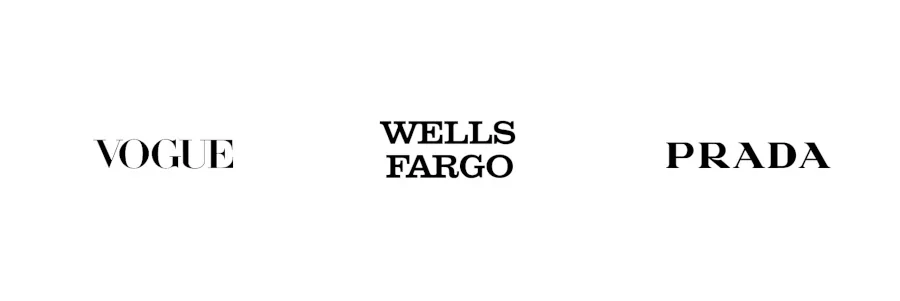 Serif Font Logo Examples - Vogue, Wells Fargo & Prada