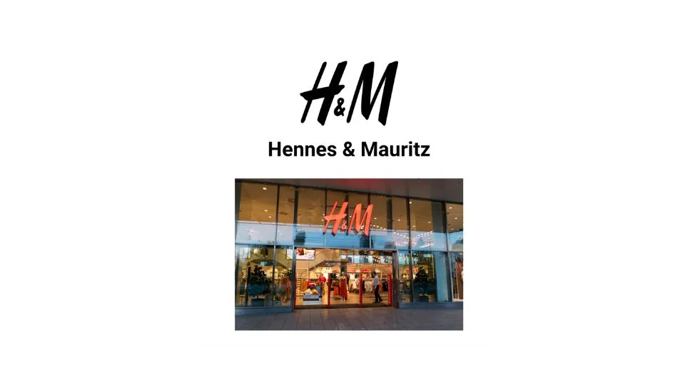 H&M logo with "Hennes & Mauritz" text below, and an H&M storefront.