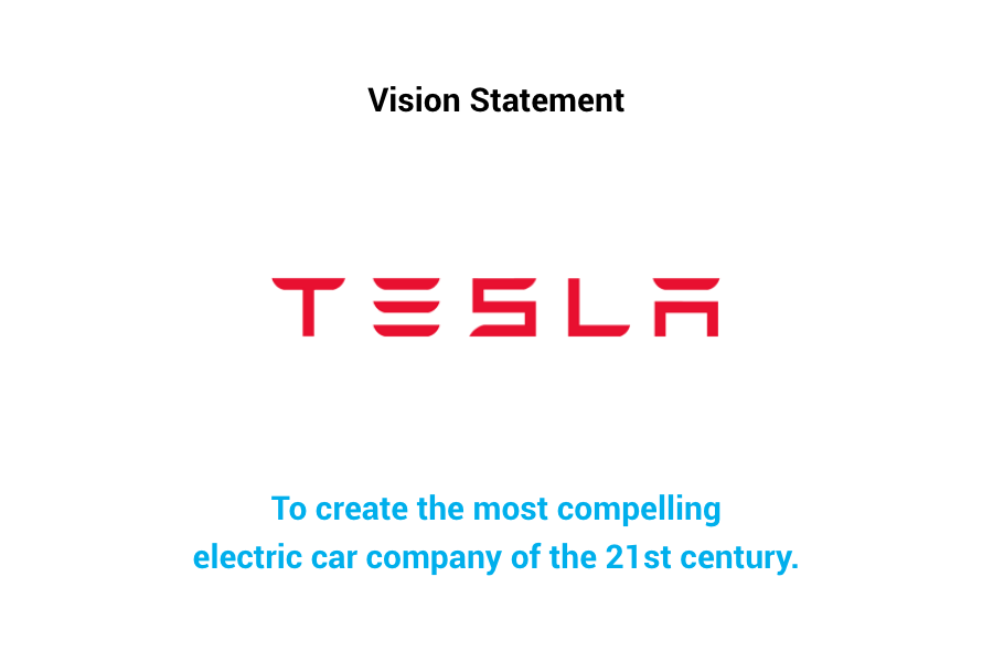 Tesla Vision Statement - To create the most compelling electric car company of the 21st century.