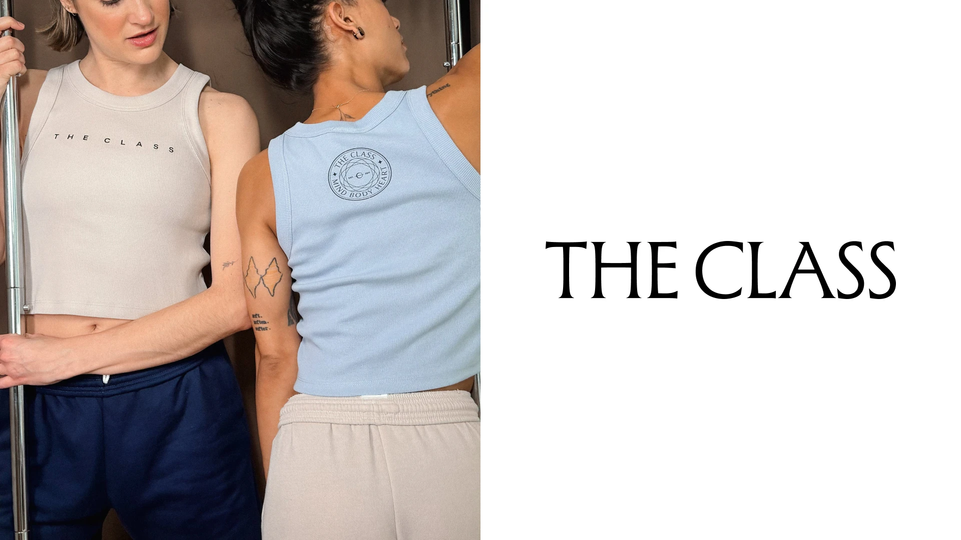 The Class physical branding application on the left and authentic logo on the right